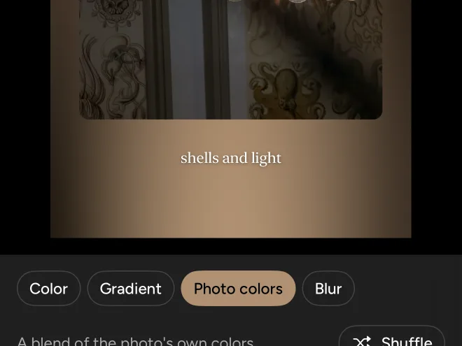 A background made from the photo's own colors, with Photo colors selected